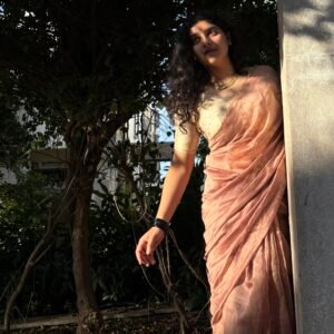 Maddar natural dye Chanderi silk saree